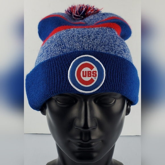 Chicago Cubs MLB SGA Jim Beam Baseball Winter Pom Knit Hat Cap Beanie - EUC - Picture 1 of 7